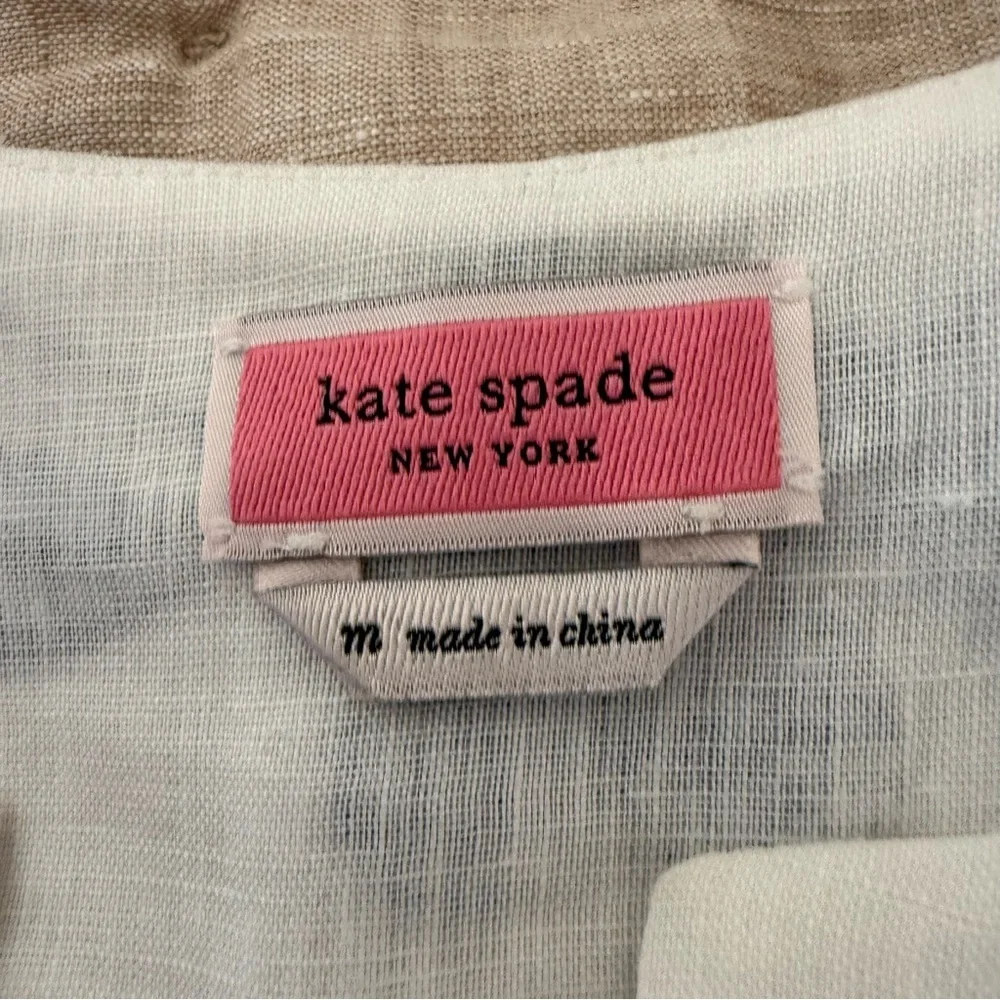 KATE SPADE Embroidered Zigzag Floral Linen Top Size Medium